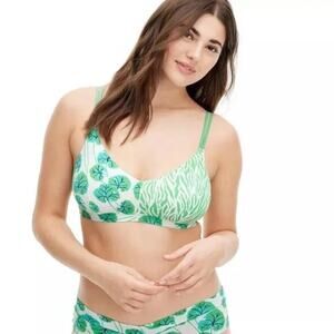 Diane Von Furstenburg NWT Women's Geranium Leaf Green Print Bra Size S